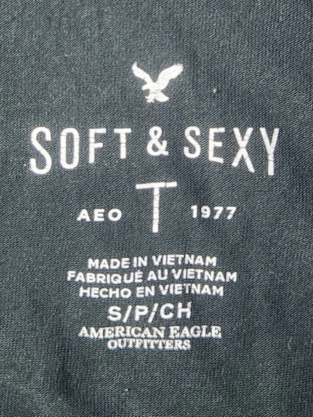 Black American Eagle Outfitters Long Sleeve Shirt Lace Shoulders V-Neck Strap